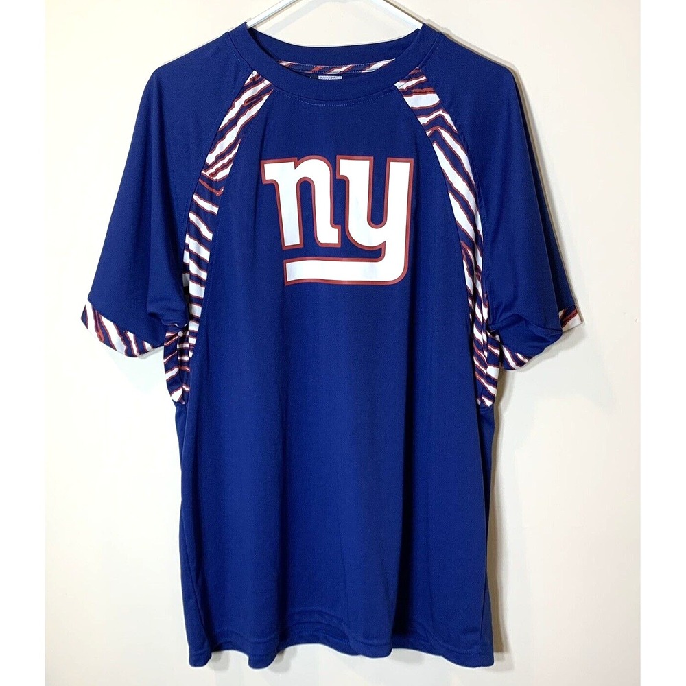 New York Giants NFL Team Apparel Shirt Mens Large Zebra Accent Performance